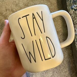 ✨RAE DUNN “Stay Wild” Mug Classic Cream & Black Lettering 4.5in tall, 3.5in open